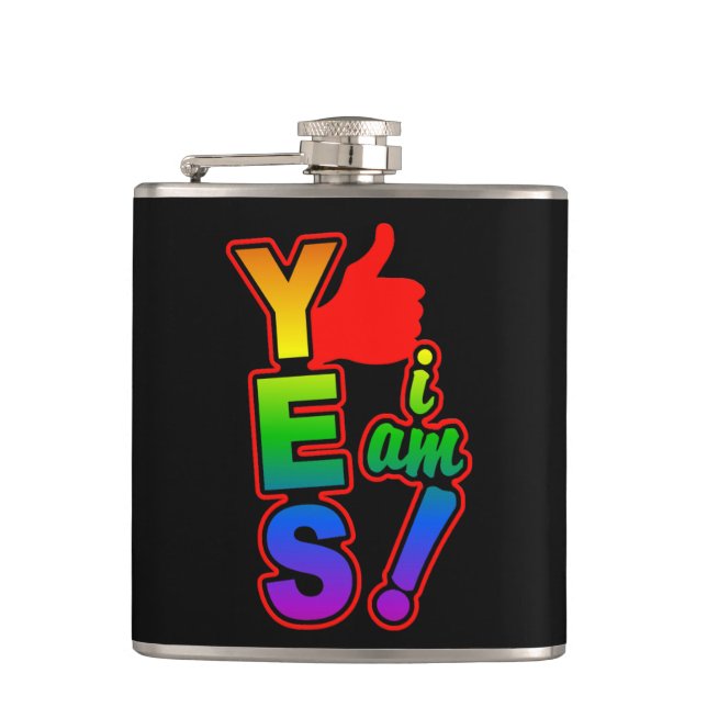 "YES I am!" custom flask (Front)