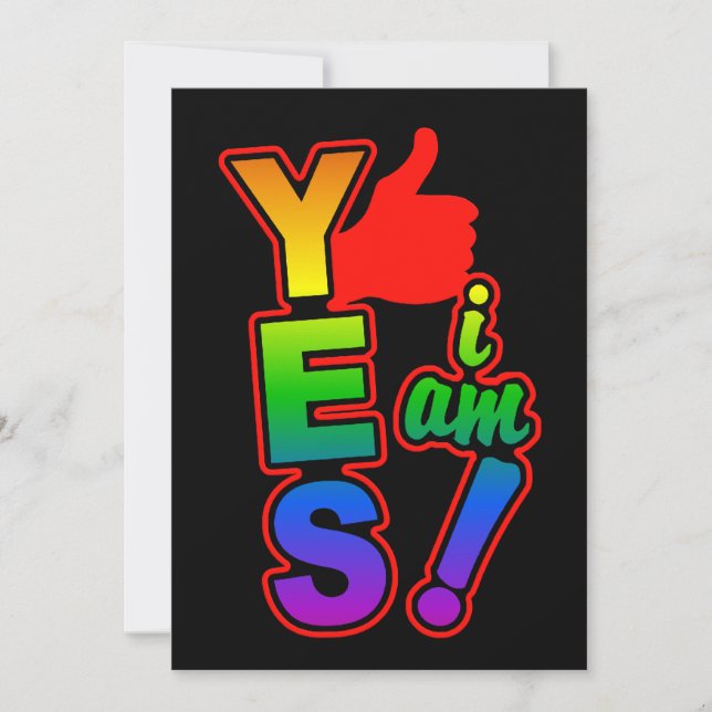 YES I AM invitation, customise Invitation (Front)