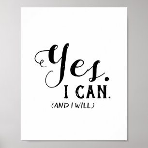 Yes I Can And I Will Motivational Christian Art Poster
