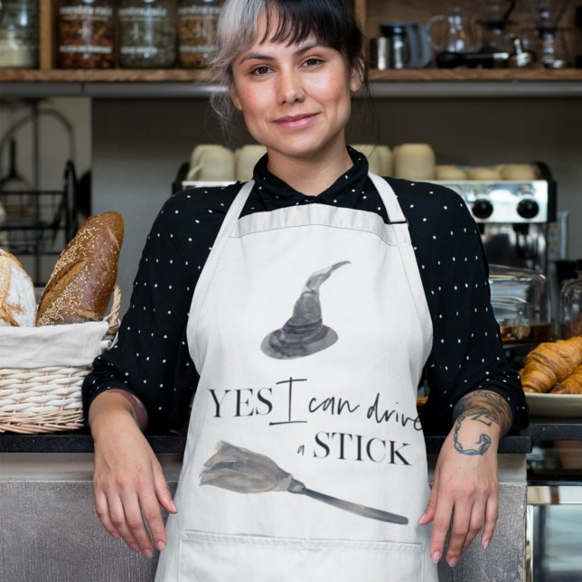 Yes I Can Drive A Stick Fun  | Happy Halloween  Apron (Creator Uploaded)