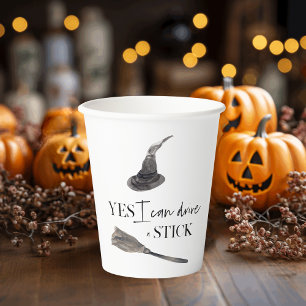 Yes I Can Drive A Stick Fun   Happy Halloween Paper Cups