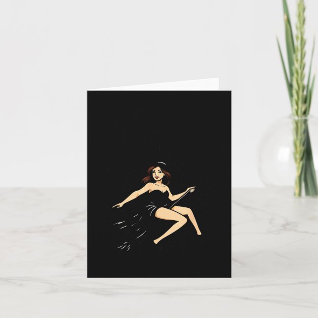 Yes I Can Drive A Stick Funny Halloween Soky Witch Card (Front)