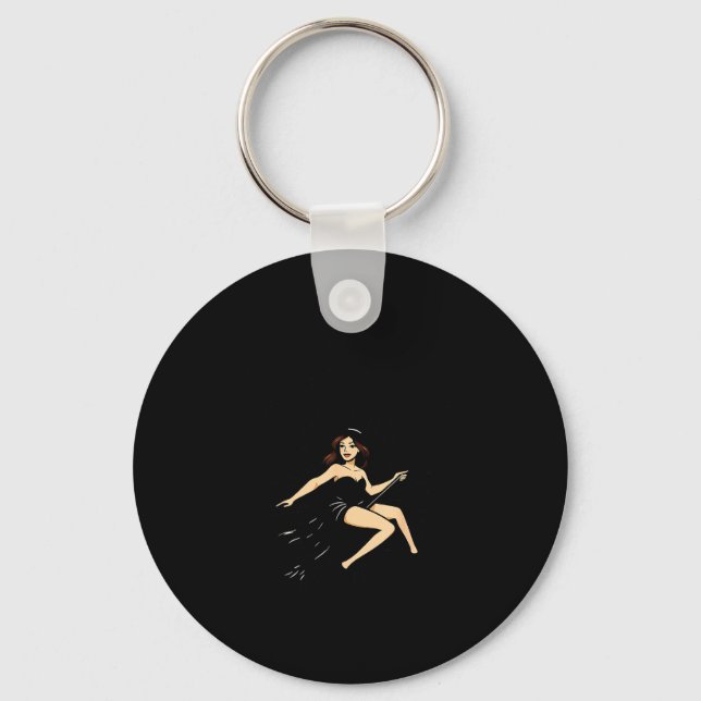 Yes I Can Drive A Stick Funny Halloween Soky Witch Key Ring (Front)