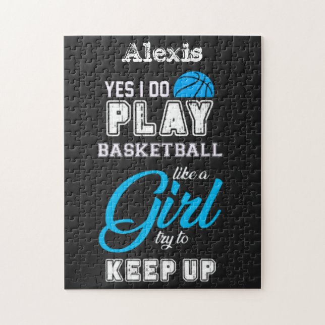 Yes I Do Play Basketball Like A Girl Blue   Jigsaw Puzzle (Vertical)