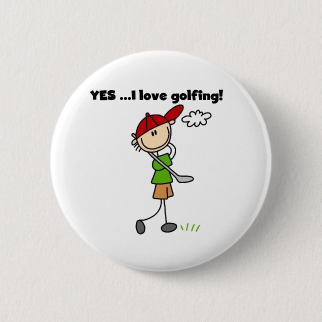 YES I Love Golfing 6 Cm Round Badge (Front)