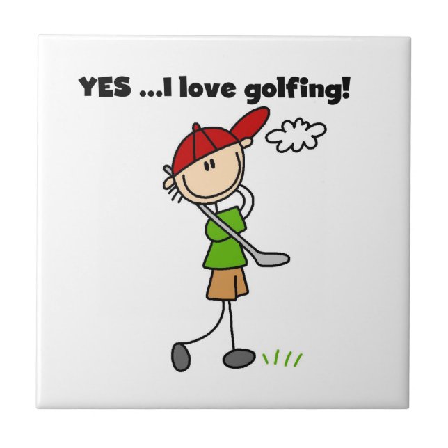 Yes I Love Golfing Ceramic Tile (Front)