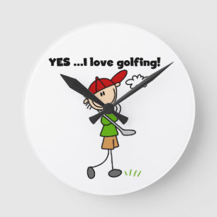 Yes I Love Golfing Round Clock