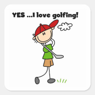 Yes I Love Golfing Square Sticker