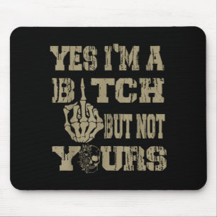 Yes i'm a but not yours retro skull graphic  mouse pad