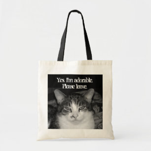 "Yes, I'm Adorable. Please Leave" Crabby Cat Tote Bag