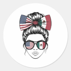 Yes Im Both Of Them Proud American Mexican Flag Me Classic Round Sticker