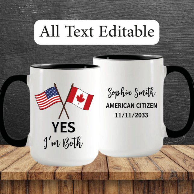 Yes I'm Both – US Canada Pride Custom Name Mug (Creator Uploaded)
