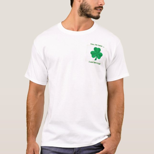Yes, I'm Lucky Irish Shamrock Men's Pocket T-Shirt (Front)