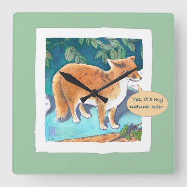 Yes, It's My Natural Colour Fox Square Wall Clock (Front)