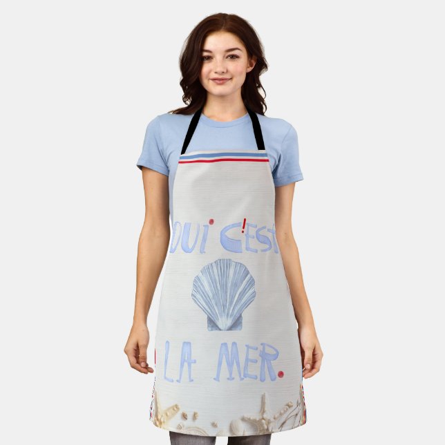 Yes It's the Sea Cute French Oui Oui C'est La Mer Apron (Worn)