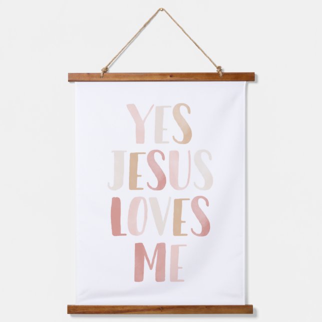 Yes Jesus Loves Me Pink Girl Nursery Decor Hanging Tapestry (Front)