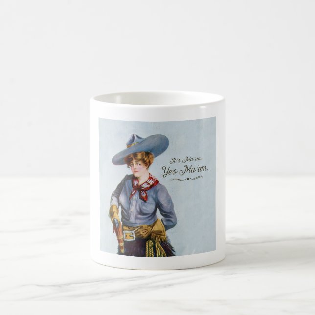 Yes Ma'am Vintage Texas Cowgirl Art Mug (Center)