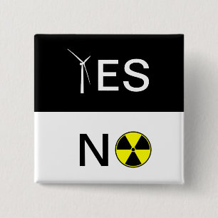 YES NO 15 CM SQUARE BADGE