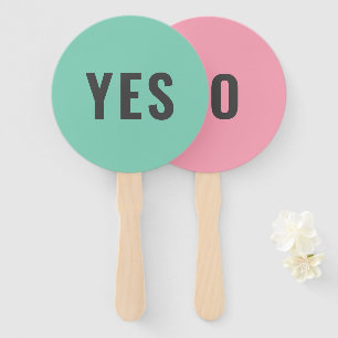 Yes No Game   Modern Pastel Green Pink Hand Fan