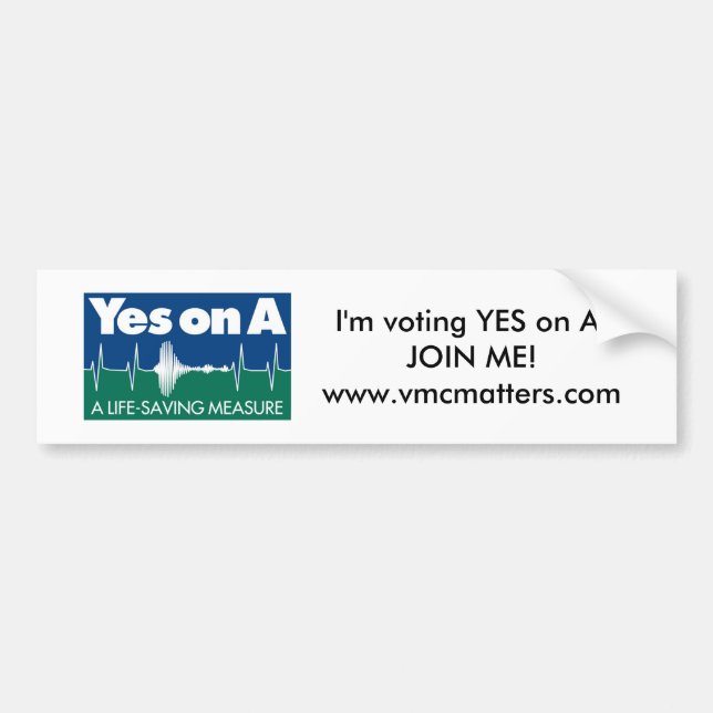Yes On Measure A Bumper Sticker (Front)