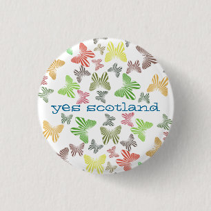 Yes Scotland Retro Butterflies Button Badge