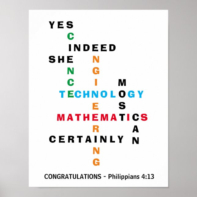 YES SHE CAN Congratulations Grad STEM Poster (Front)