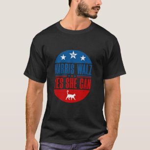 Yes She Can Harris Walz 2024 Childless Cat Lady Vi T-Shirt