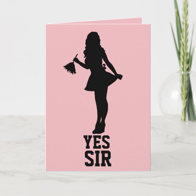 YES SIR BIRTHDAY FRENCH MAID CARD FOR HUSBAND (Front)