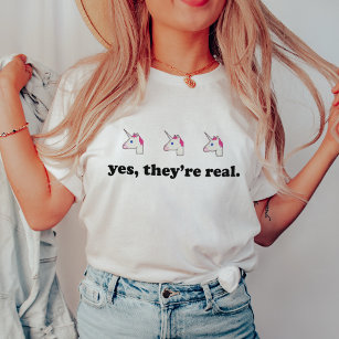 Yes, They're Real   Funny Unicorn Emoji T-Shirt