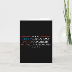 Yes To Democracy No To Oligarchy Bernie Sanders Qu Card