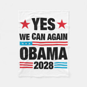 Yes We Can Again Obama 2028 3rd Term Presidential Fleece Blanket