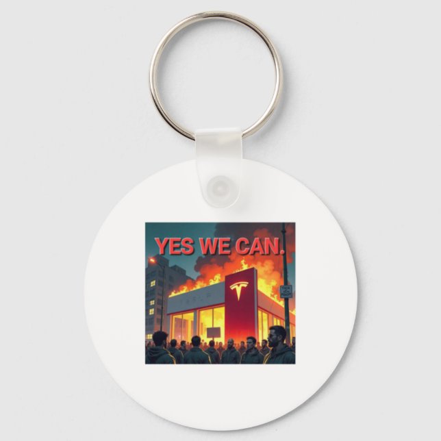 Yes We Can Sticker  Key Ring (Front)