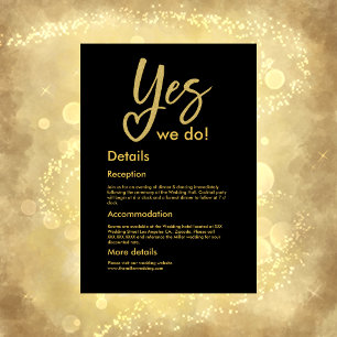 Yes We Do elegant Black Gold Wedding Enclosure Card