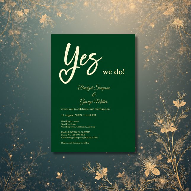 Yes We Do emerald green Gold wedding  (Creator Uploaded)