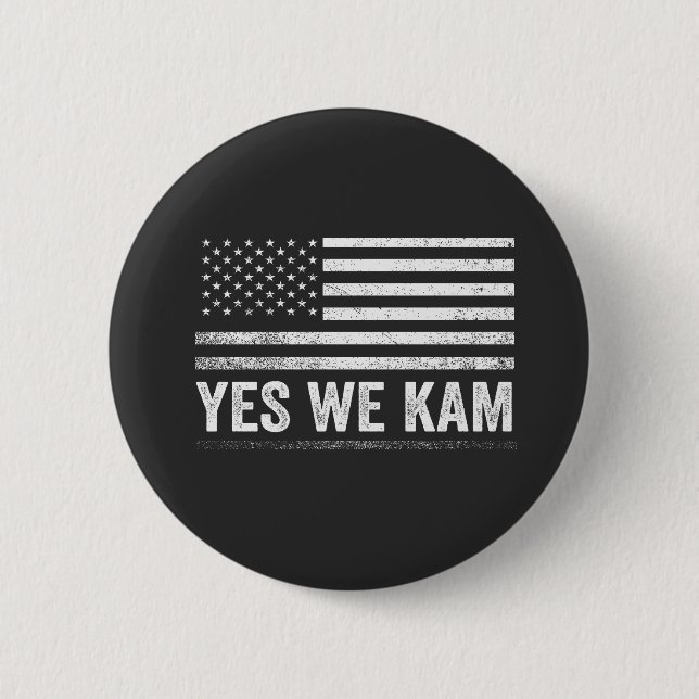 Yes We Kam 2024 American Flag  6 Cm Round Badge (Front)