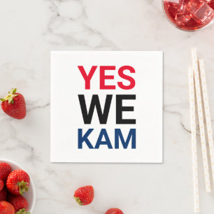 Yes We Kam funny red black blue typography Napkin