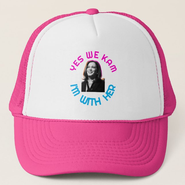 Yes We Kam Kamala T-Shirt Trucker Hat (Front)