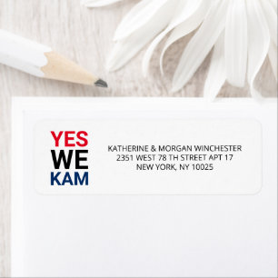 Yes We Kam red black blue typography address Return Address Label