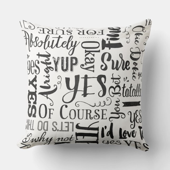 Yes Yes YES! Whimsical Reversable Throw Pillow (Front)