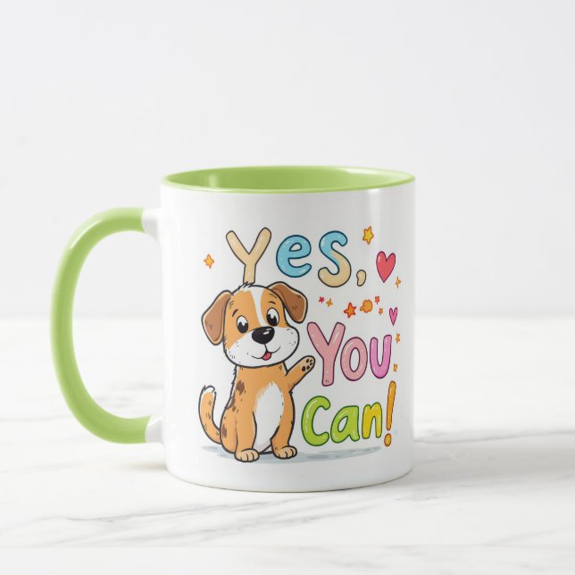 Yes, You Can! Cute Motivational Dog Mug (Left)