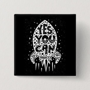 Yes You Can Rocketship 15 Cm Square Badge