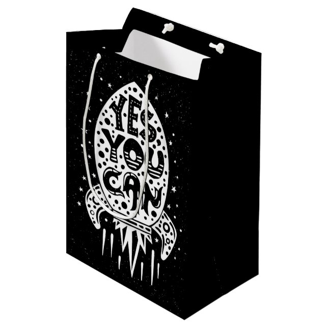 Yes You Can Rocketship Medium Gift Bag (Front Angled)