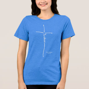 Yeshua Cross Messianic Believer Hebrew Torah Tri-Blend Shirt