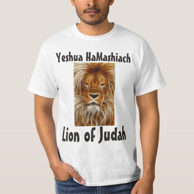 Yeshua HaMashiach, LION OF JUDAH T-shirts (Front)