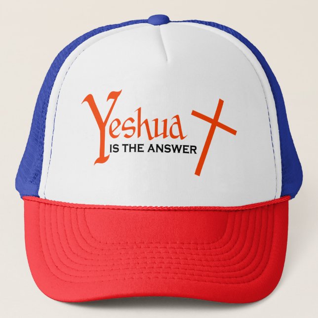 Yeshua is the Answer Messianic Cross Hat (Front)