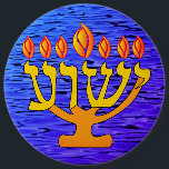 Yeshua Menorah 6 Cm Round Badge<br><div class="desc">This Yeshua Menorah Button was created for those who do not like to wear necklaces.  It can be pinned to a hat,  shirt of vest.  Makes a great conversation piece for those who like to share their faith with others.</div>