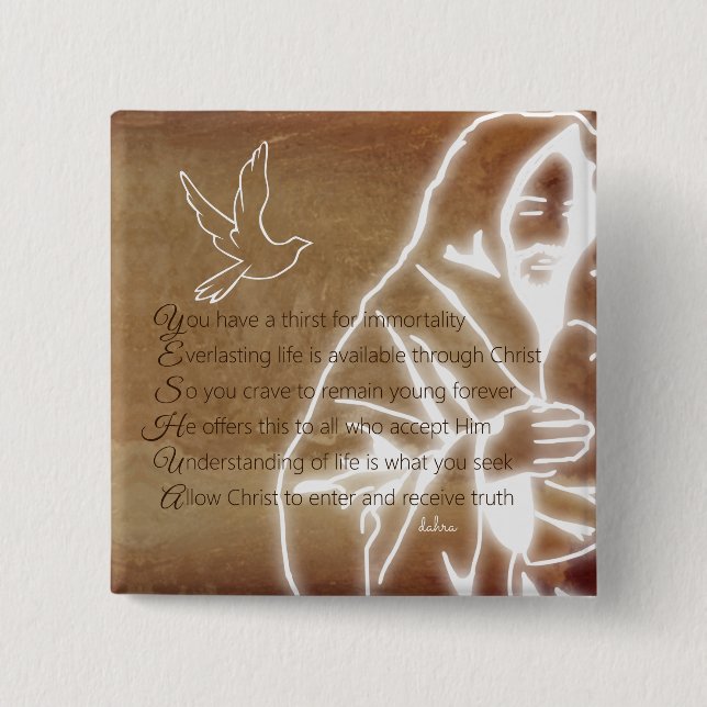 YESHUA Messiah Jesus Christ Christian Poem 15 Cm Square Badge (Front)