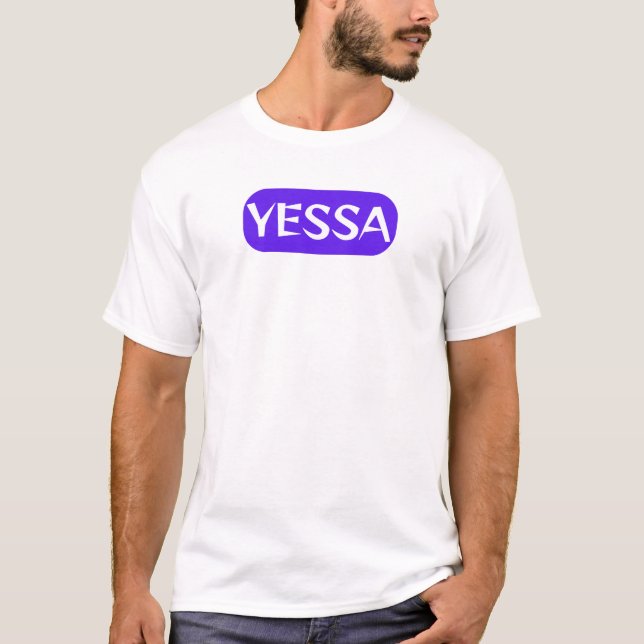Yessa Logo White Blue Geordie Slang T-Shirt (Front)