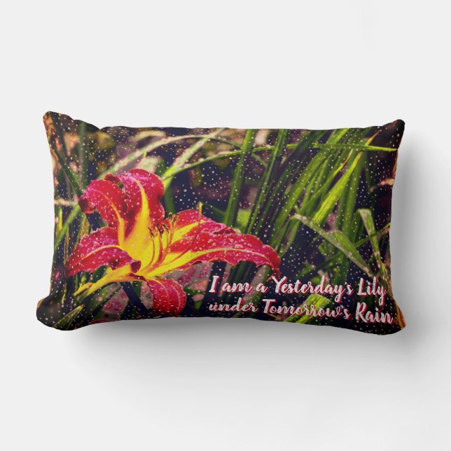 Yesterday Lily in Tomorrow Rain Lumbar Cushion (Front)