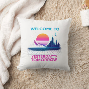 Yesterday's Tomorrow - Retro Synthwave Design Cushion